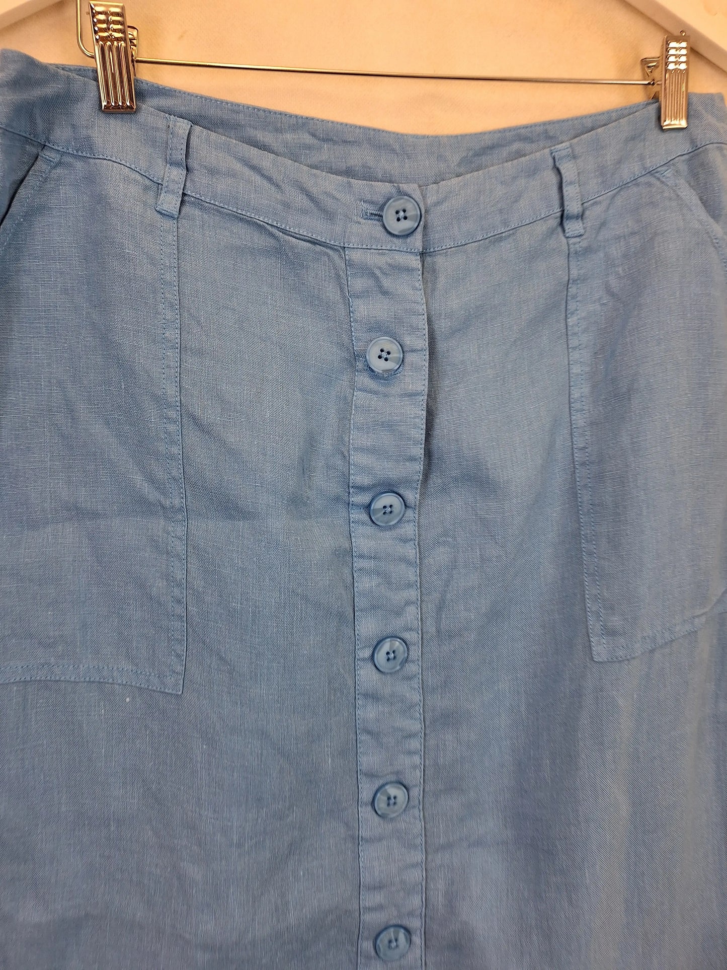 Seasalt Cornwell Linen Button Up Straight Midi Skirt Size 14 by SwapUp-Online Second Hand Store-Online Thrift Store