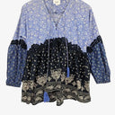 Seed Lace Up Blue Paisley Blouse Size 6 by SwapUp-Online Second Hand Store-Online Thrift Store