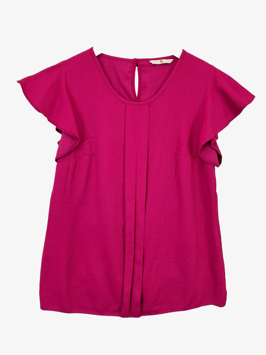 Tu Magenta Frilled Sleeve Top Size 12 by SwapUp-Online Second Hand Store-Online Thrift Store