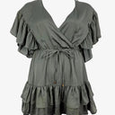 Tussah Khaki Frilly Crossover Mini Dress Size 12 by SwapUp-Online Second Hand Store-Online Thrift Store