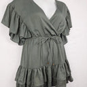 Tussah Khaki Frilly Crossover Mini Dress Size 12 by SwapUp-Online Second Hand Store-Online Thrift Store