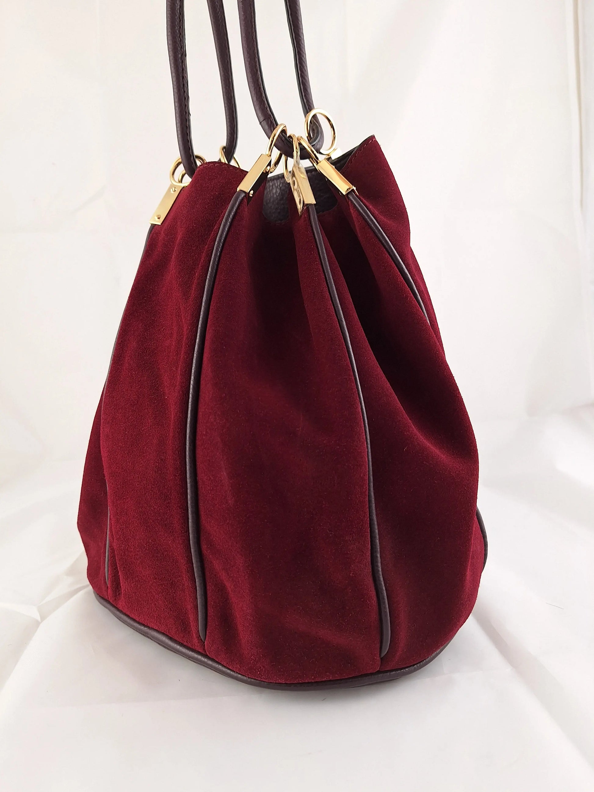 Uterqüe Merlot Suede Hobo Bag by SwapUp-Online Second Hand Store-Online Thrift Store