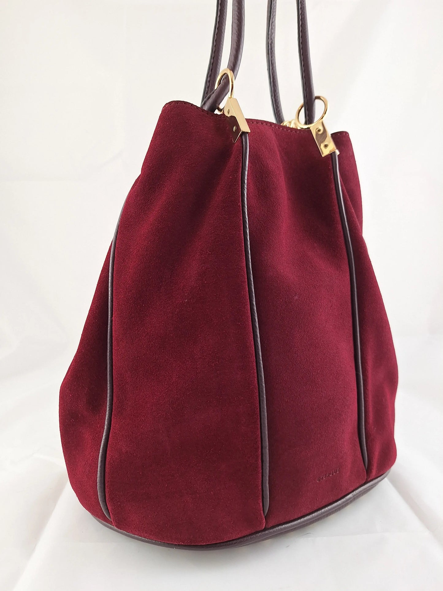 Uterqüe Merlot Suede Hobo Bag by SwapUp-Online Second Hand Store-Online Thrift Store