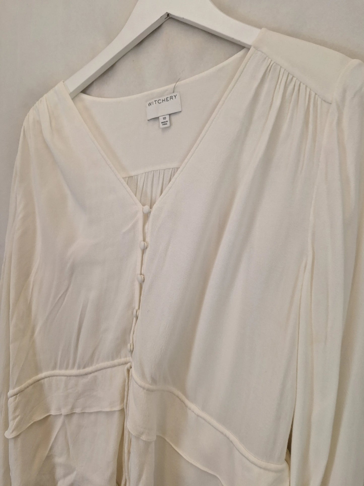 Witchery Cream Elegant Gathered Blouse Size 10 by SwapUp-Online Second Hand Store-Online Thrift Store