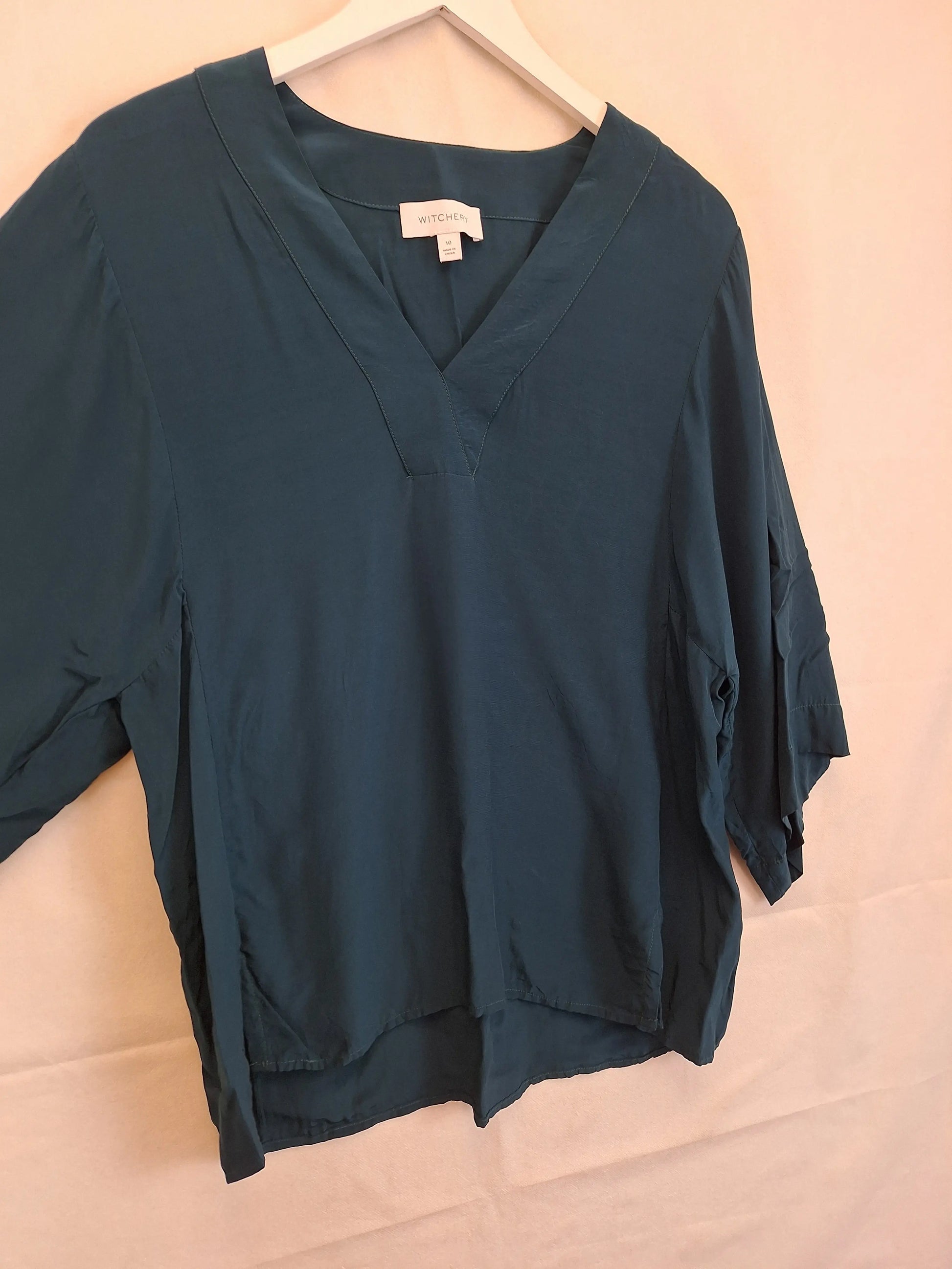 Witchery Emerald Loose Fit Boxy Blouse Size 10 by SwapUp-Online Second Hand Store-Online Thrift Store