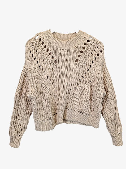 Witchery Oatmeal Loose Weave Patterned Knit Jumper Size XS by SwapUp-Online Second Hand Store-Online Thrift Store