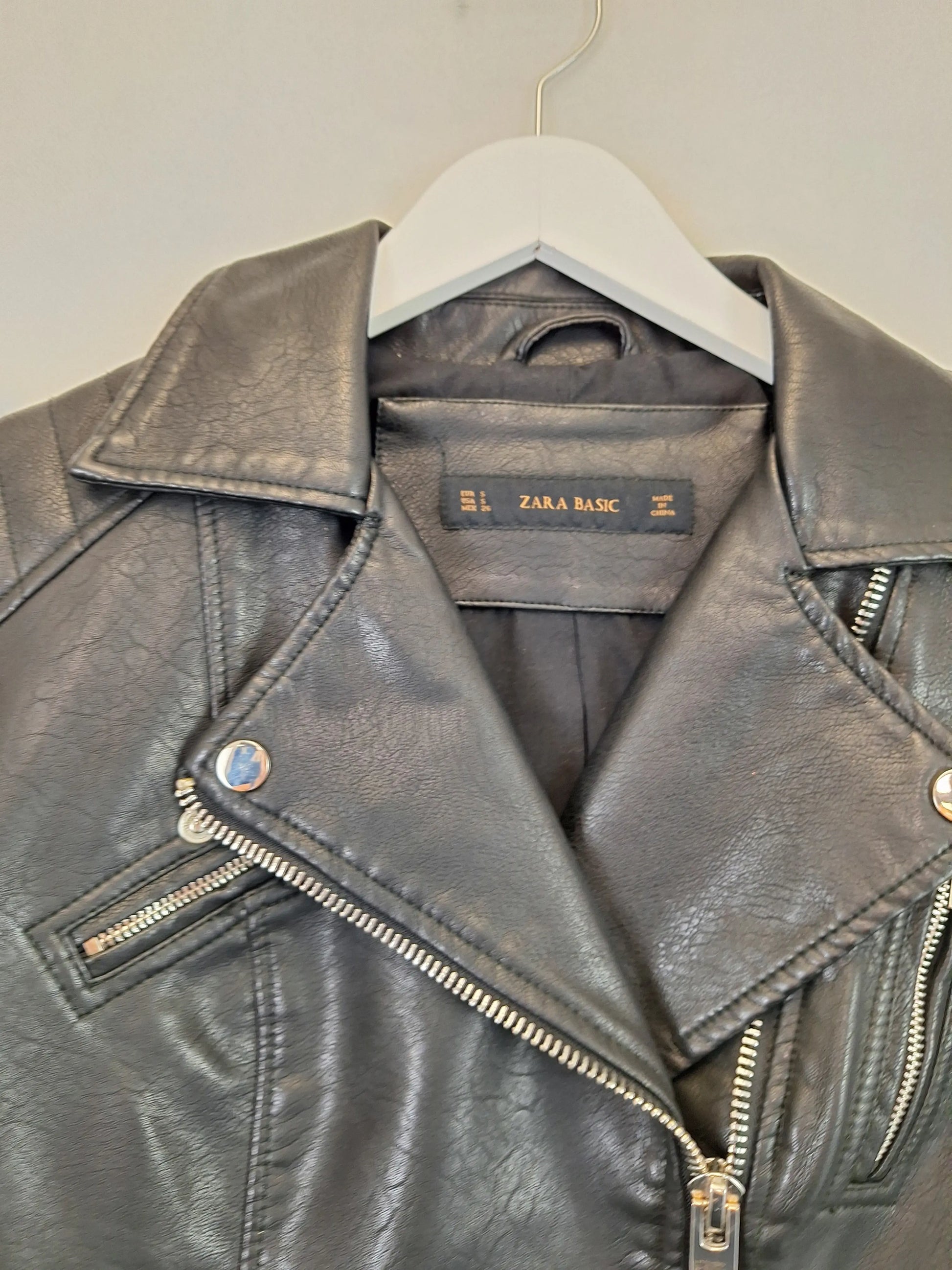Zara Classic Biker Faux Leather  Jacket Size S by SwapUp-Online Second Hand Store-Online Thrift Store