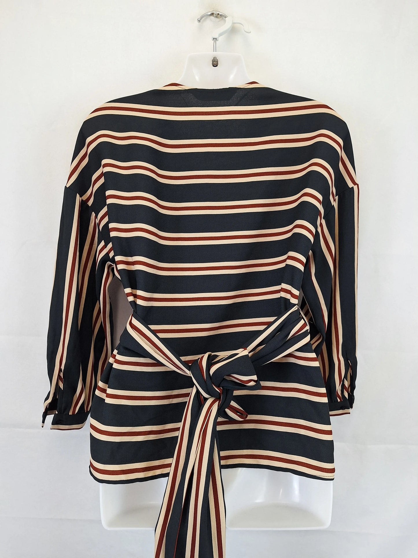 Zara Elegant Multi Stripe Wrap Top Size S by SwapUp-Online Second Hand Store-Online Thrift Store