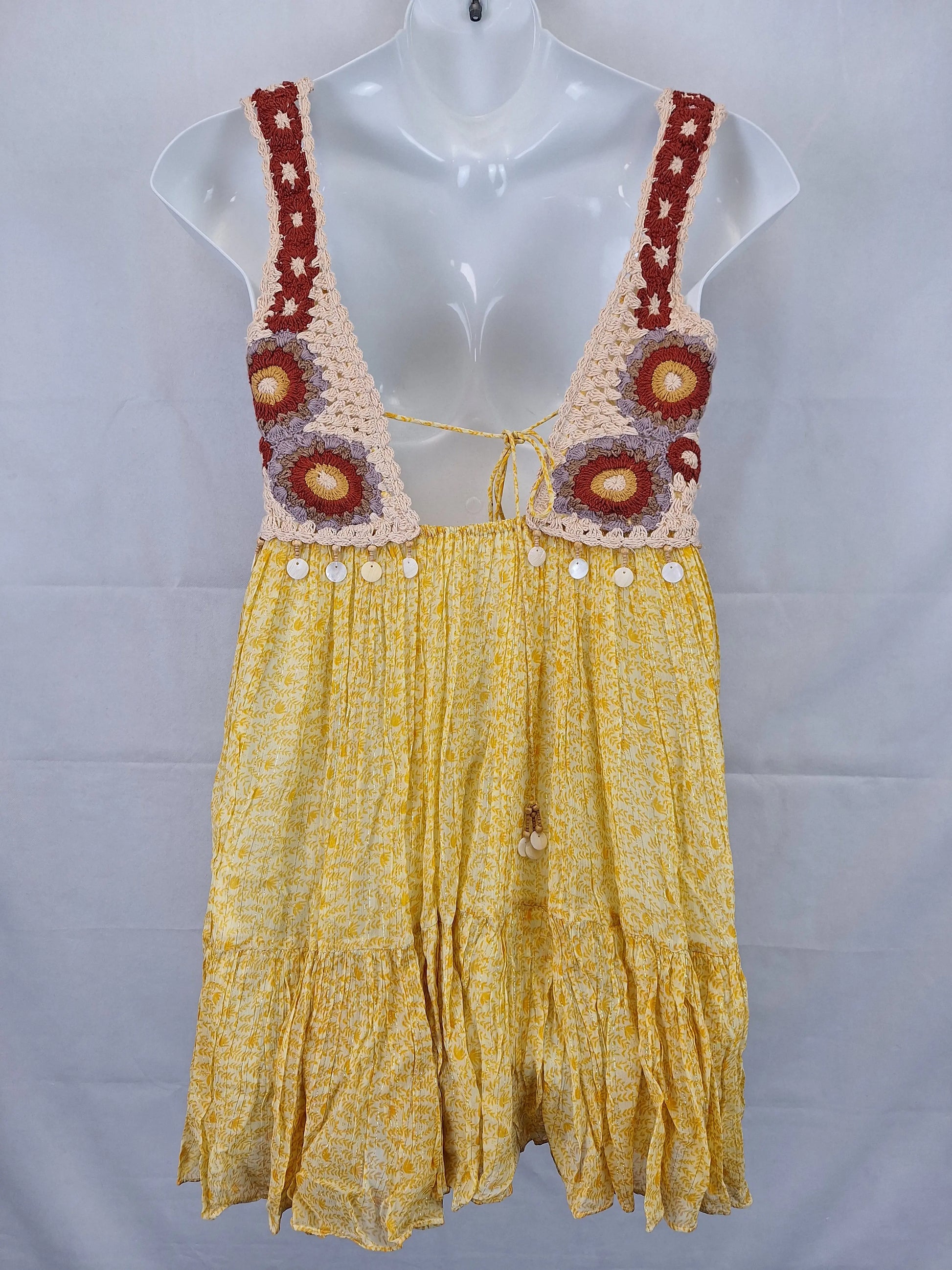 Zara Sun Goddess Gathered Mini Dress Size L by SwapUp-Online Second Hand Store-Online Thrift Store