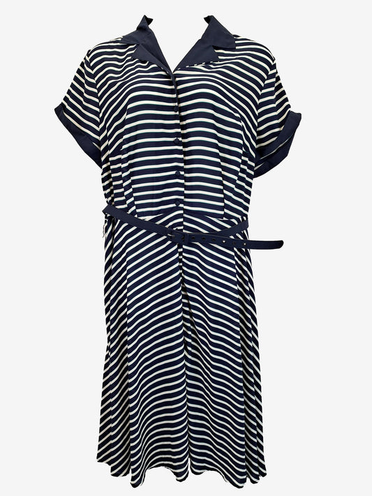 Unique Vintage Sheer Striped Belt Midi Dress Size 26 by SwapUp-Online Second Hand Store-Online Thrift Store