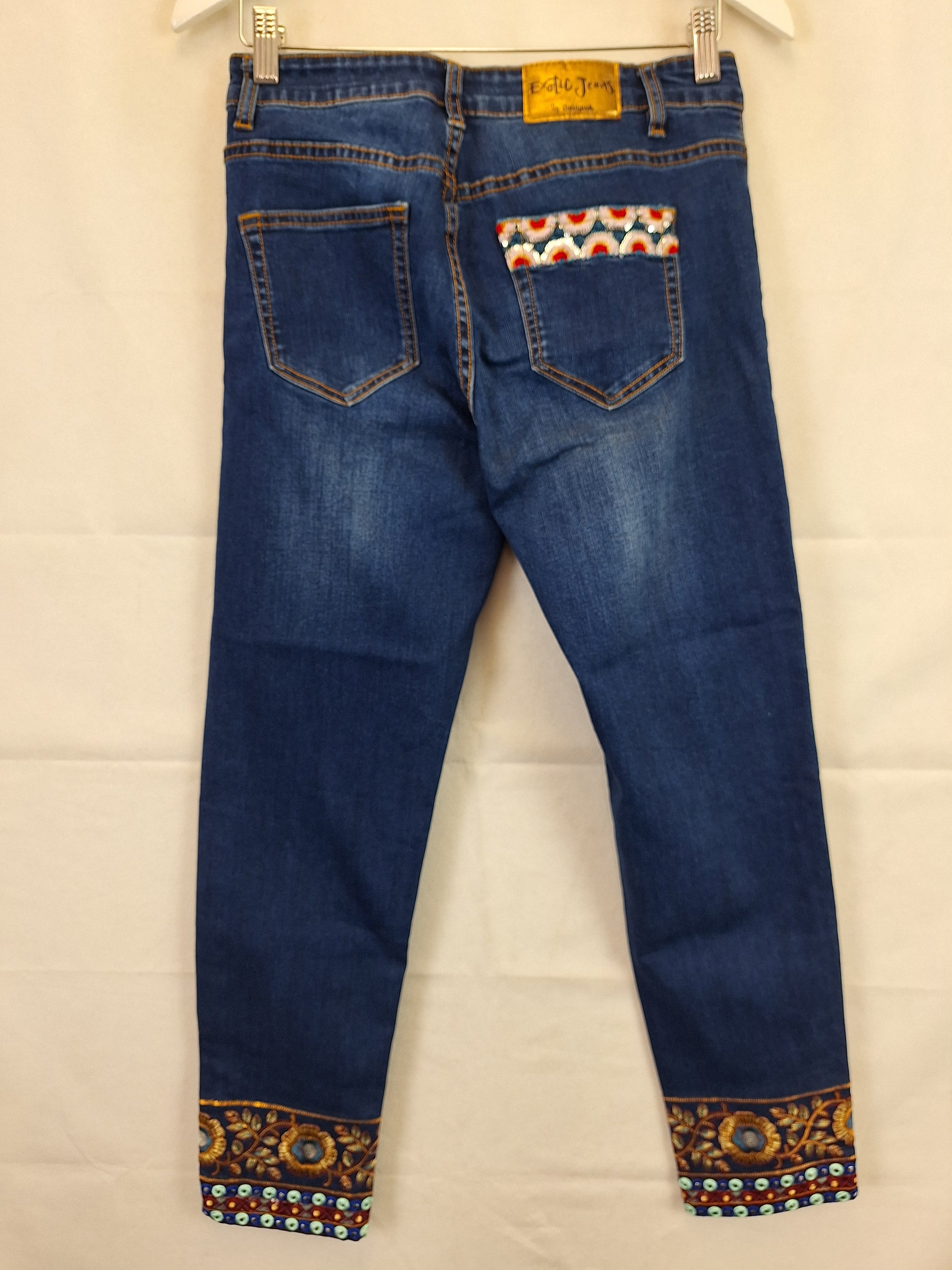 Desigual Bedazzled Skinny Cropped Denim Jeans Size 12 by SwapUp-Online Second Hand Store-Online Thrift Store