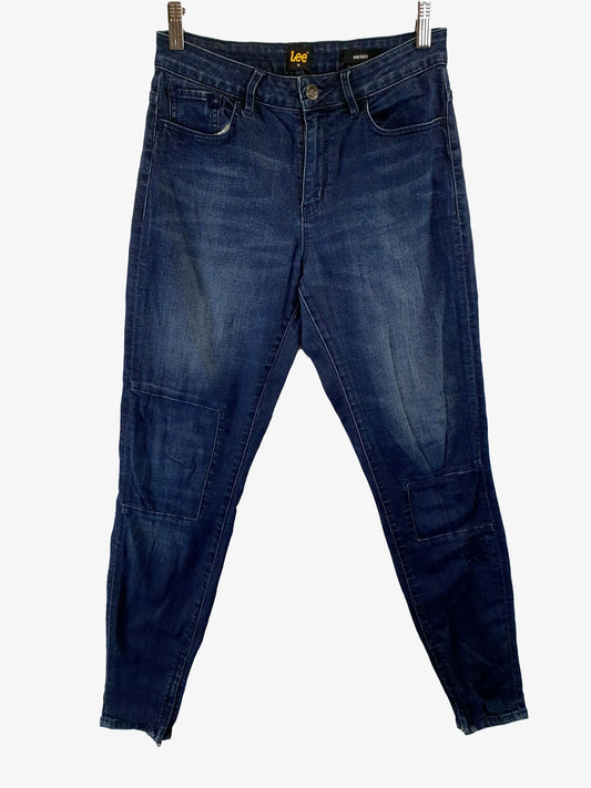 Lee Mid Licks Patchwork Denim Jeans Size 10 by SwapUp-Second Hand Shop-Thrift Store-Op Shop 