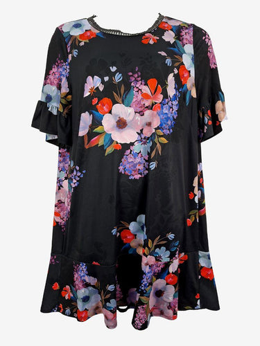 Leona Edmiston Hand Painted Floral Midi Dress Size 16 by SwapUp-Online Second Hand Store-Online Thrift Store