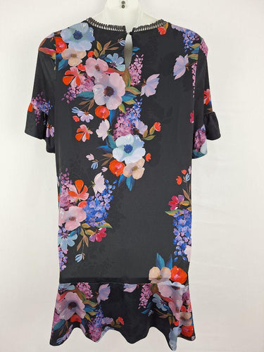 Leona Edmiston Hand Painted Floral Midi Dress Size 16 by SwapUp-Online Second Hand Store-Online Thrift Store
