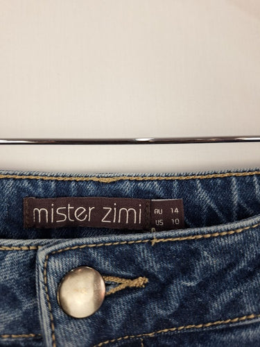 Mister Zimi Frayed Mid Blue Denim Cropped Jeans Size 14 by SwapUp-Online Second Hand Store-Online Thrift Store