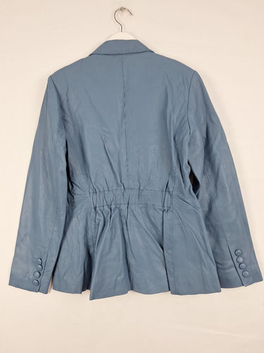 Once Was Vega Elastic Back Single Breasted Leather Blazer Size 12 by SwapUp-Online Second Hand Store-Online Thrift Store