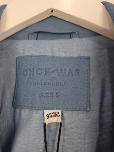 Once Was Vega Elastic Back Single Breasted Leather Blazer Size 12 by SwapUp-Online Second Hand Store-Online Thrift Store