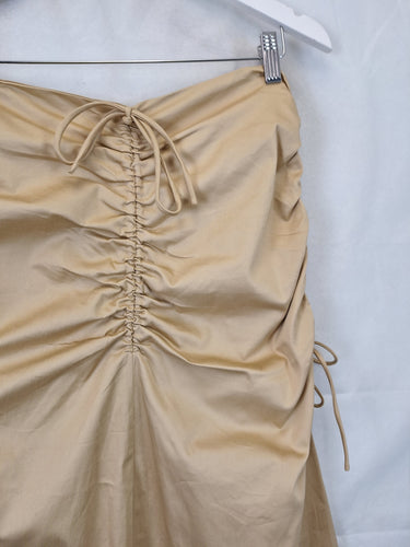 Willa Gathered Tan Scooped Midi Skirt Size 14 by SwapUp-Online Second Hand Store-Online Thrift Store