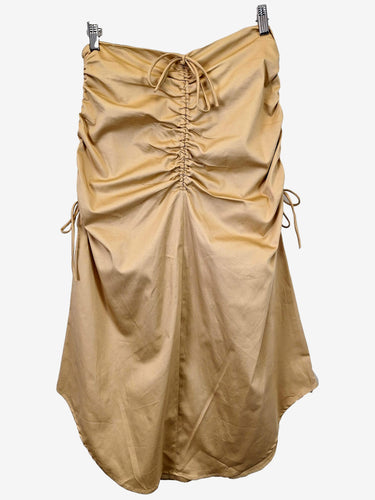 Willa Gathered Tan Scooped Midi Skirt Size 14 by SwapUp-Online Second Hand Store-Online Thrift Store