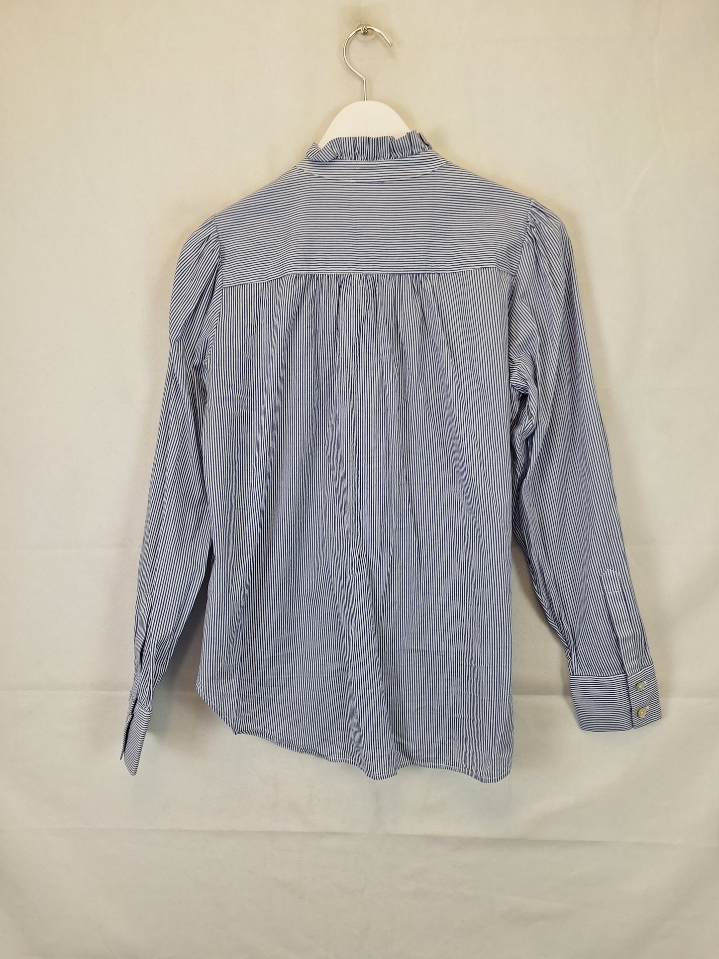 Witchery Striped Frill Work Shirt Size 10 by SwapUp-Online Second Hand Store-Online Thrift Store