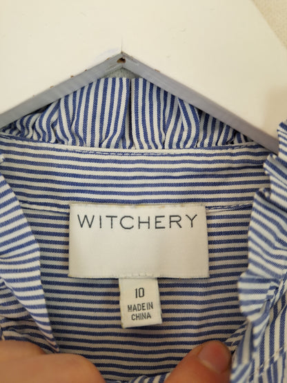 Witchery Striped Frill Work Shirt Size 10 by SwapUp-Online Second Hand Store-Online Thrift Store