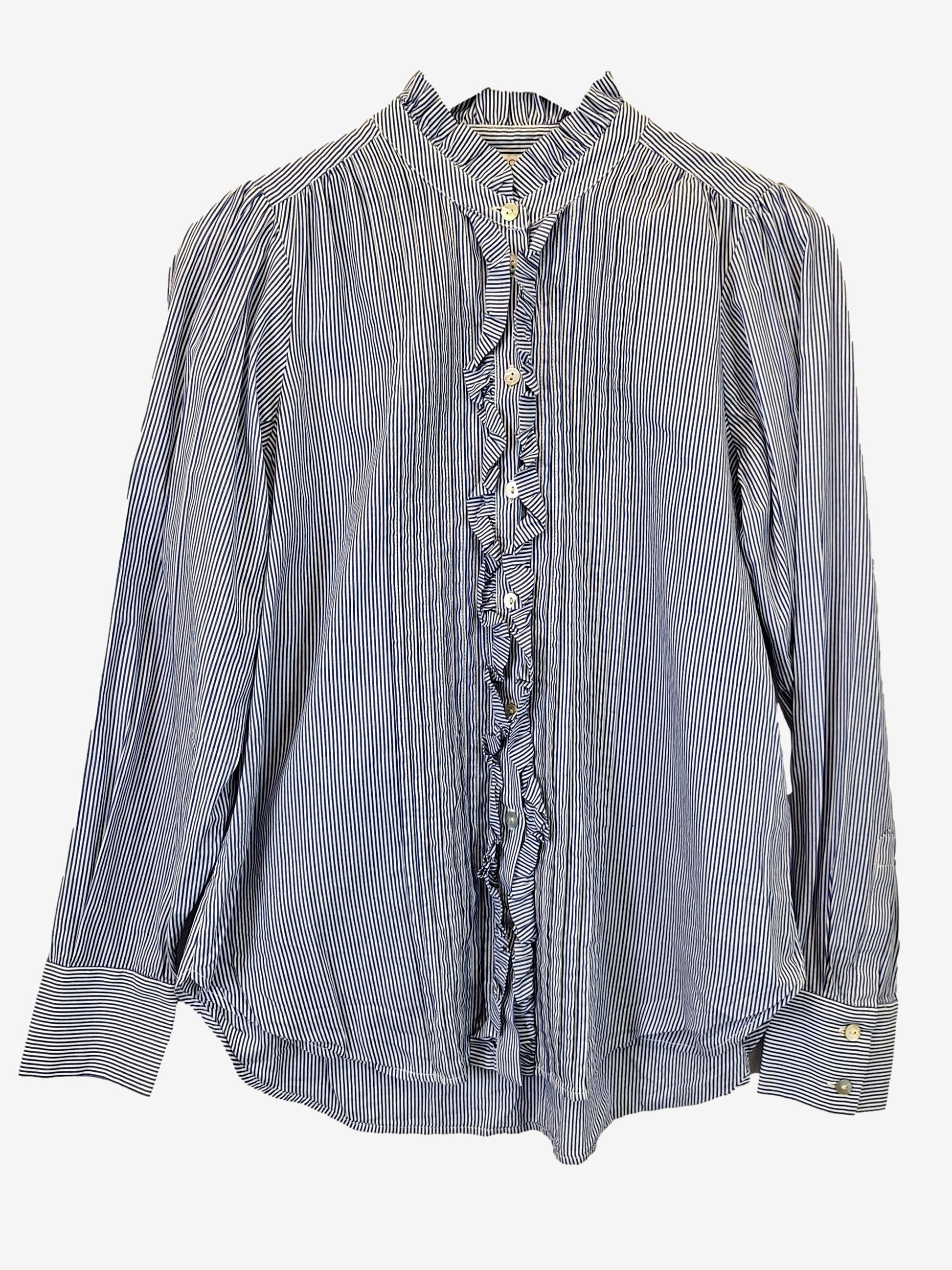 Witchery Striped Frill Work Shirt Size 10 by SwapUp-Online Second Hand Store-Online Thrift Store