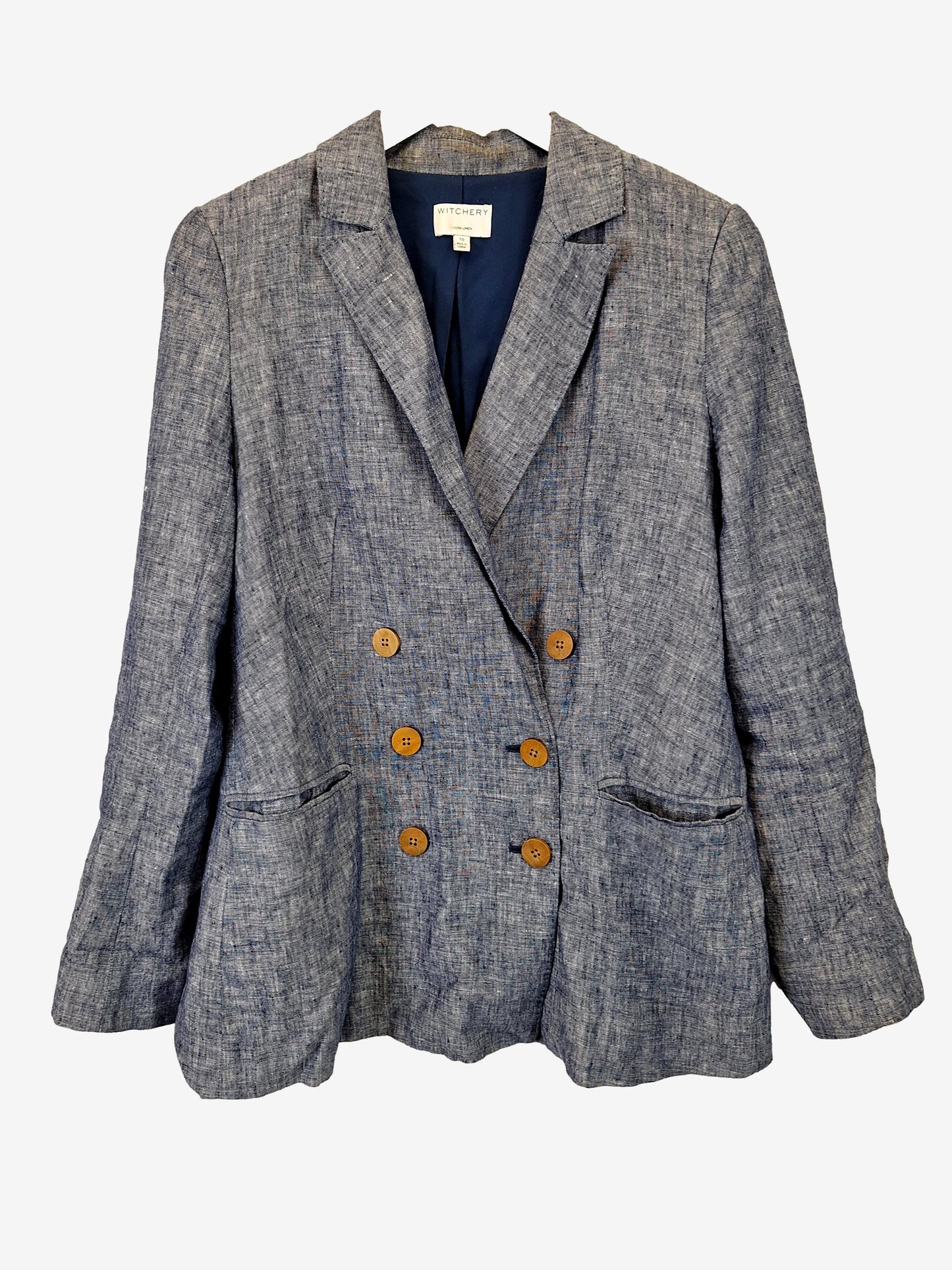 Witchery Essential Sky Linen Blazer Size 10 by SwapUp-Online Second Hand Store-Online Thrift Store