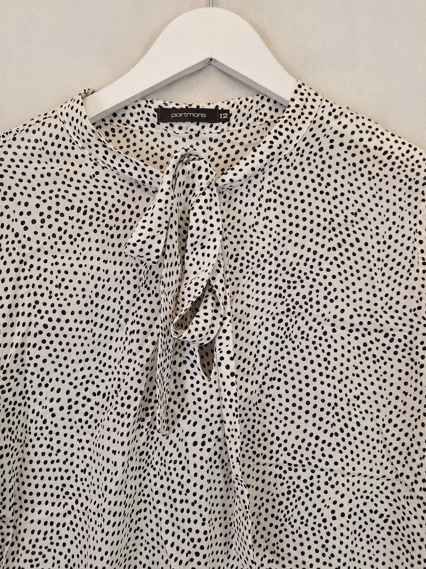 Portmans Smart Spotted Tie Neck Top Size 12 by SwapUp-Online Second Hand Store-Online Thrift Store