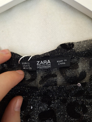 Zara Funky Sheer Leopard Top Size S by SwapUp-Online Second Hand Store-Online Thrift Store