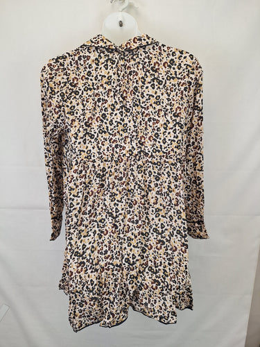 Anthropologie Animal Print Collared Frill Midi Dress Size L by SwapUp-Online Second Hand Store-Online Thrift Store