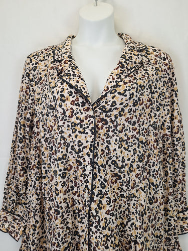 Anthropologie Animal Print Collared Frill Midi Dress Size L by SwapUp-Online Second Hand Store-Online Thrift Store