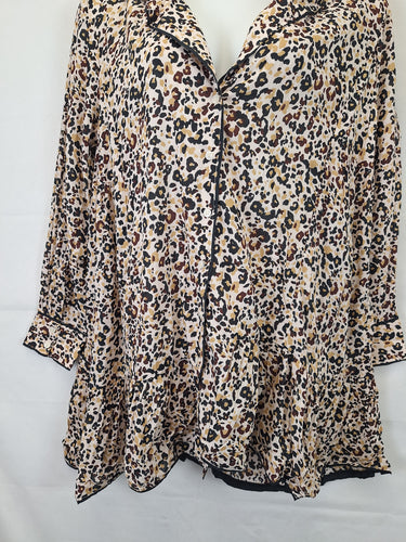 Anthropologie Animal Print Collared Frill Midi Dress Size L by SwapUp-Online Second Hand Store-Online Thrift Store