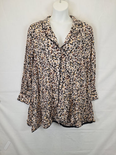 Anthropologie Animal Print Collared Frill Midi Dress Size L by SwapUp-Online Second Hand Store-Online Thrift Store