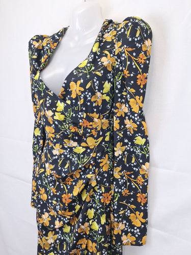 By Johnny Bella Floral Tuck Wrap Midi Dress Size 10 by SwapUp-Online Second Hand Store-Online Thrift Store