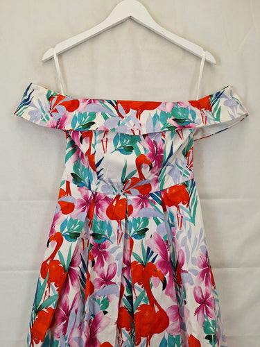 Review Graceful Box Pleat Flamingo Midi Dress Size 10 by SwapUp-Online Second Hand Store-Online Thrift Store