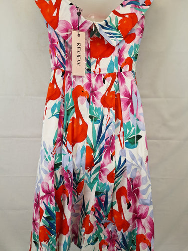 Review Graceful Box Pleat Flamingo Midi Dress Size 10 by SwapUp-Online Second Hand Store-Online Thrift Store