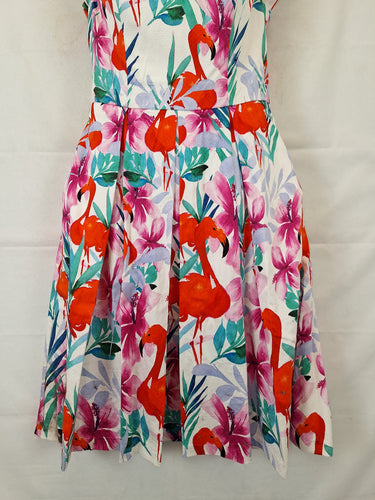 Review Graceful Box Pleat Flamingo Midi Dress Size 10 by SwapUp-Online Second Hand Store-Online Thrift Store