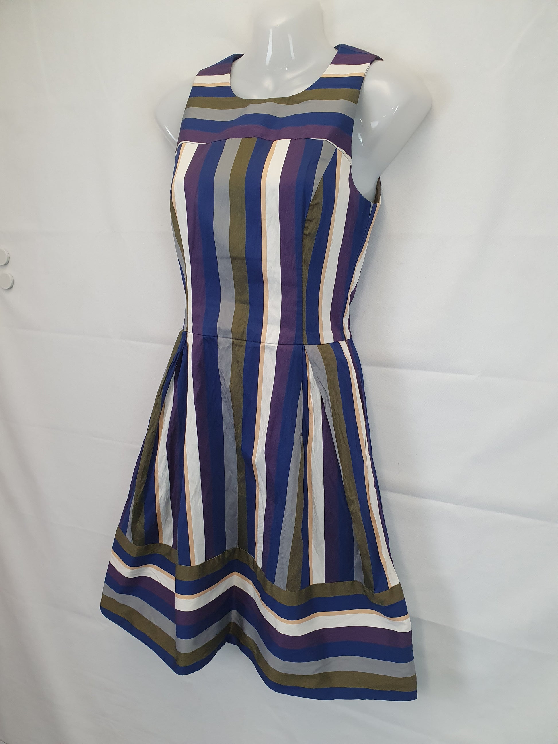 Cue Striped Pleated Mini Dress Size 6 by SwapUp-Online Second Hand Store-Online Thrift Store