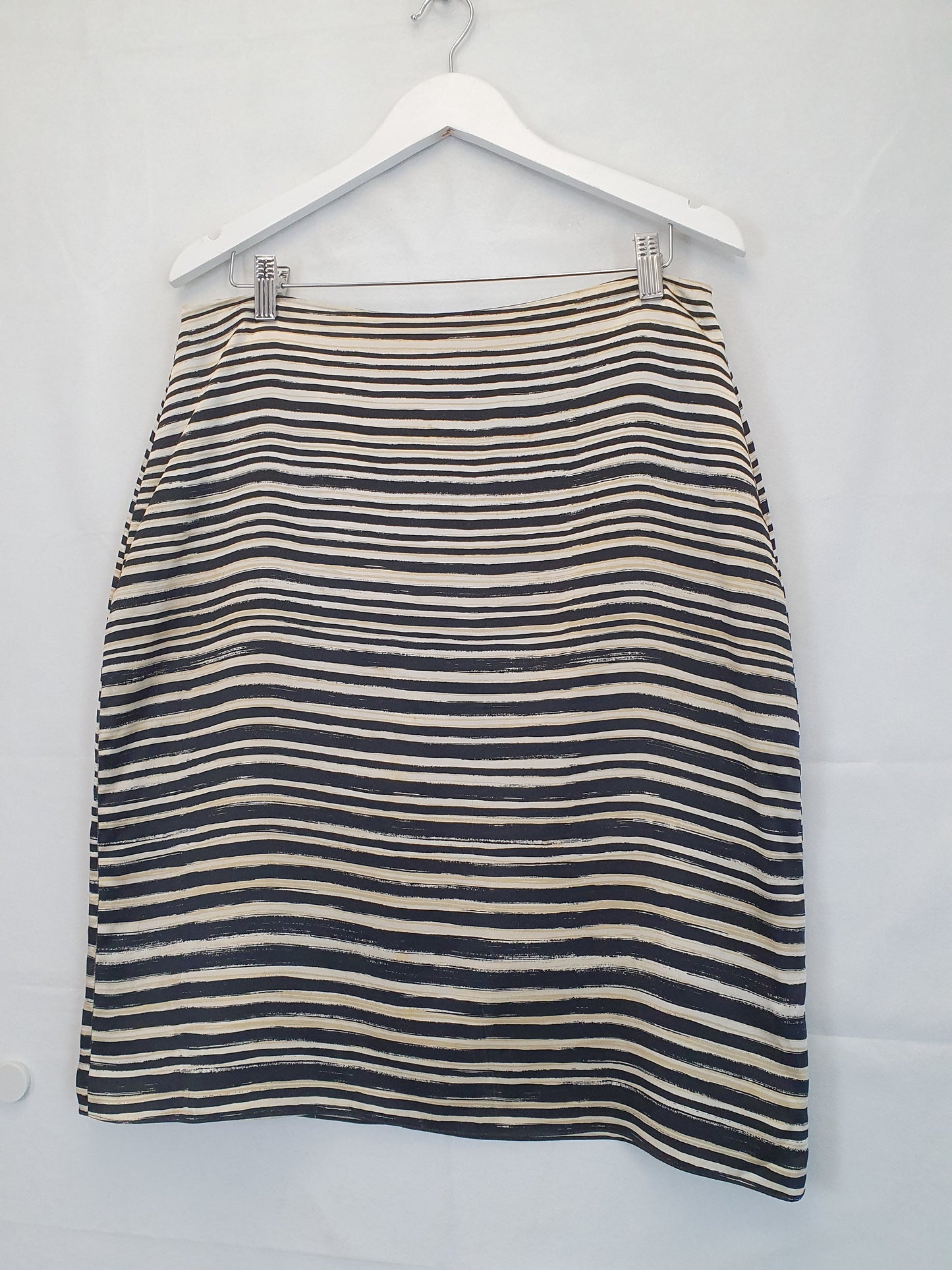 Carla Zampatti Striped Gold Midi Skirt Size 14 by SwapUp-Online Second Hand Store-Online Thrift Store