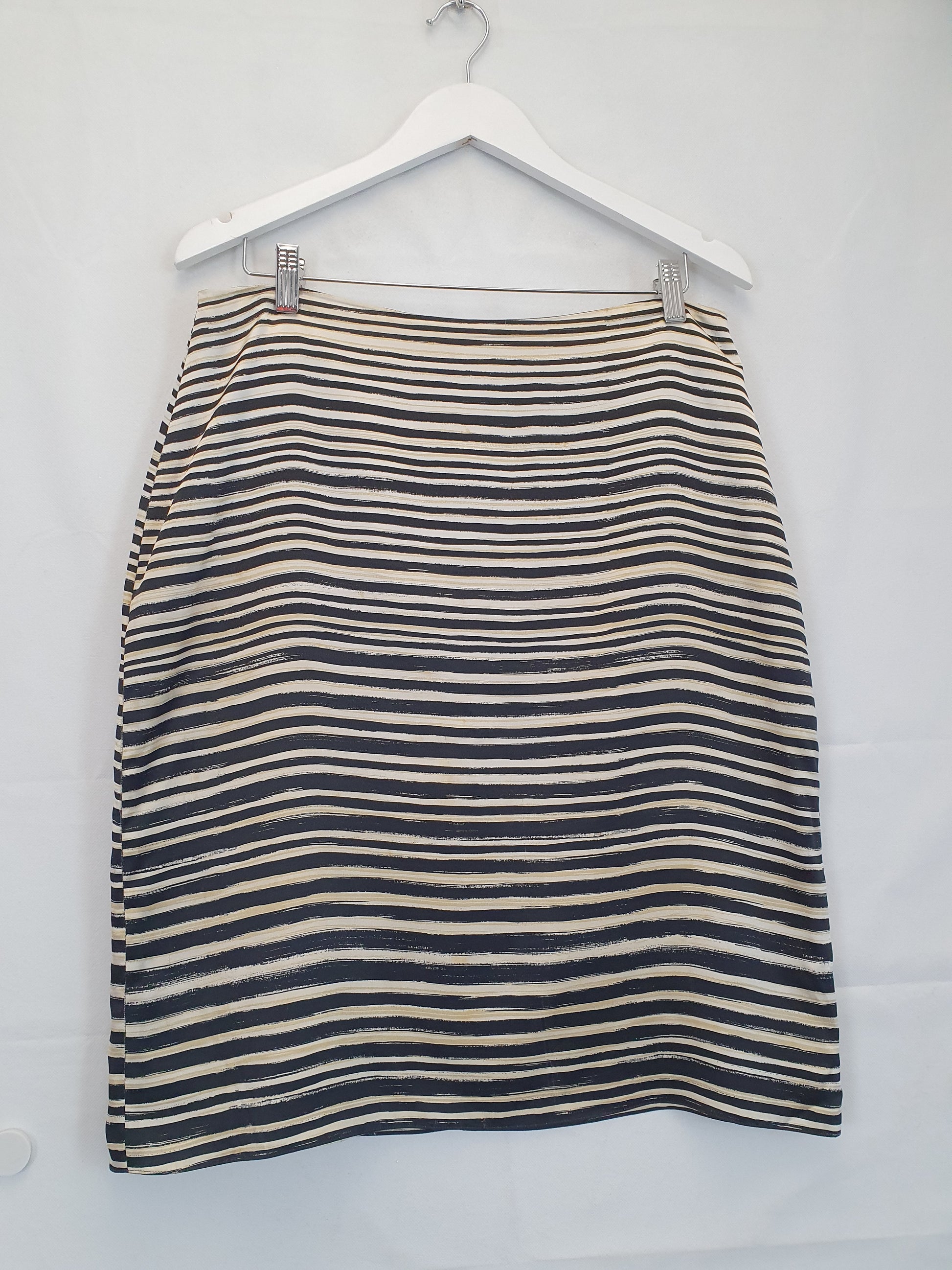 Carla Zampatti Striped Gold Midi Skirt Size 14 by SwapUp-Online Second Hand Store-Online Thrift Store