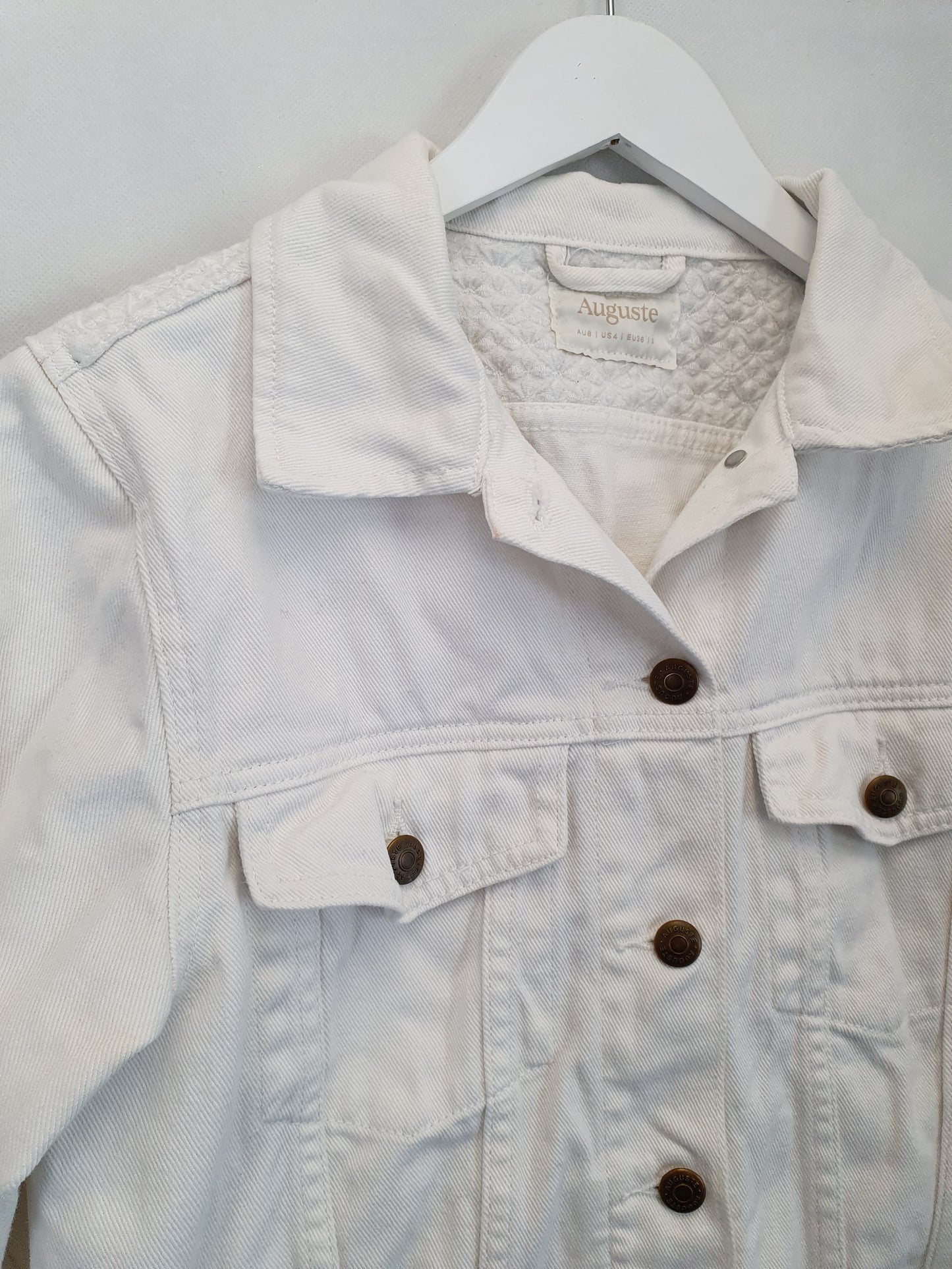 Auguste White Denim Jacket Size 8 by SwapUp-Online Second Hand Store-Online Thrift Store