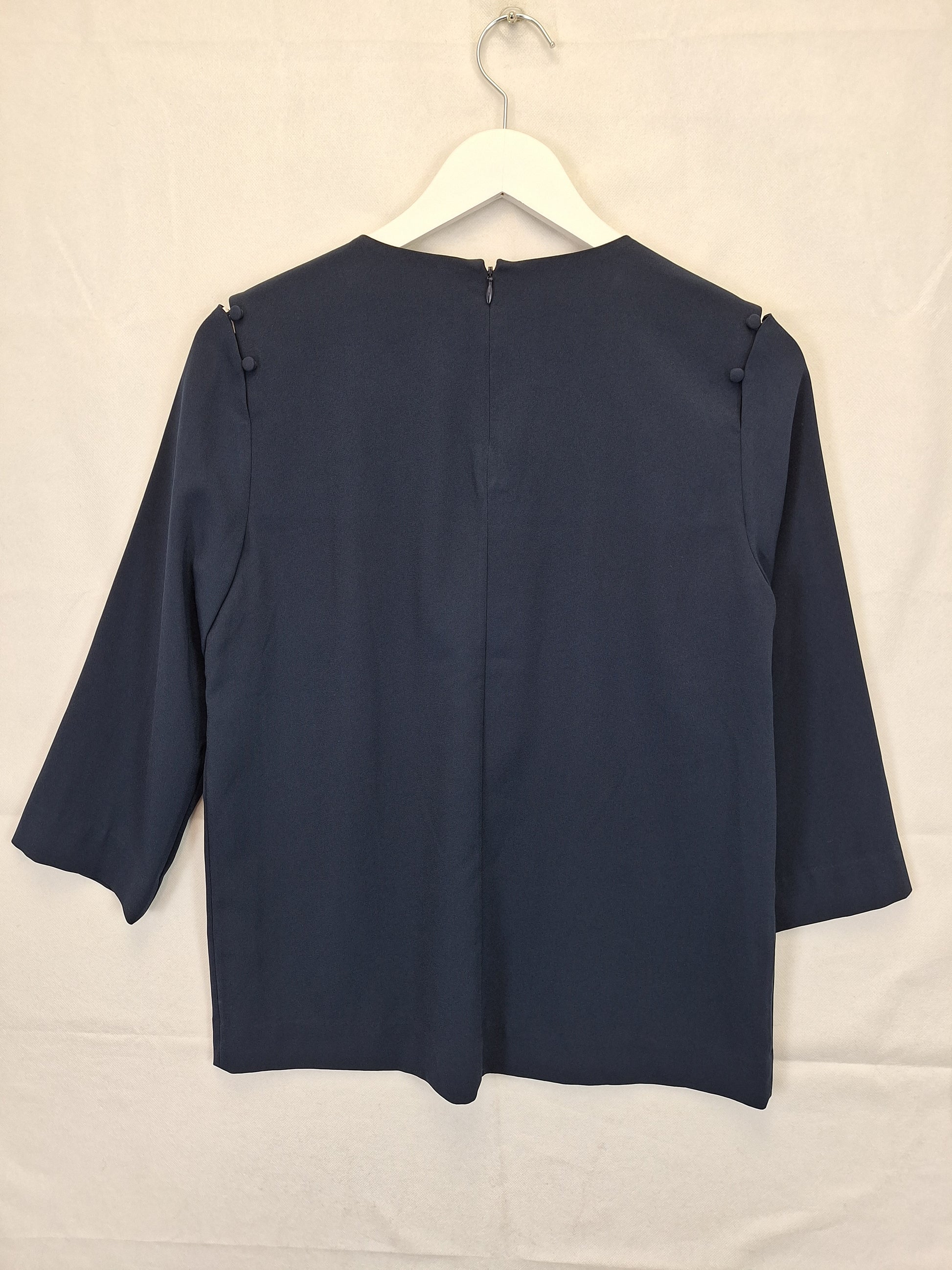 & Other Stories Navy 3/4 Sleeve Smart Blouse Size 10 by SwapUp-Online Second Hand Store-Online Thrift Store