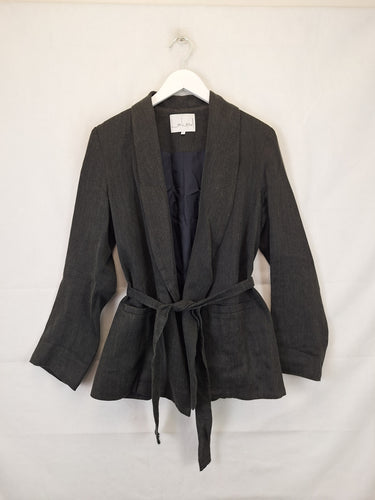 Lois Hazel Charcoal Belted Office Staple Jacket Size 10 by SwapUp-Online Second Hand Store-Online Thrift Store