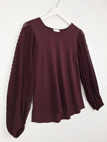 Witchery Merlot Pleated Chiffon Sleeve Top Size XXS by SwapUp-Online Second Hand Store-Online Thrift Store
