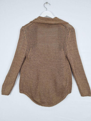 Massimo Dutti Mocha Chunky Weave Knit Cardigan Size XS by SwapUp-Online Second Hand Store-Online Thrift Store