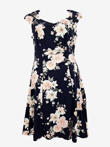 Review Navy Bloom Classy Midi Dress Size 12 by SwapUp-Online Second Hand Store-Online Thrift Store