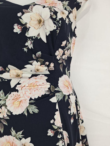 Review Navy Bloom Classy Midi Dress Size 12 by SwapUp-Online Second Hand Store-Online Thrift Store