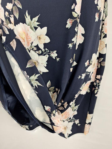 Review Navy Bloom Classy Midi Dress Size 12 by SwapUp-Online Second Hand Store-Online Thrift Store