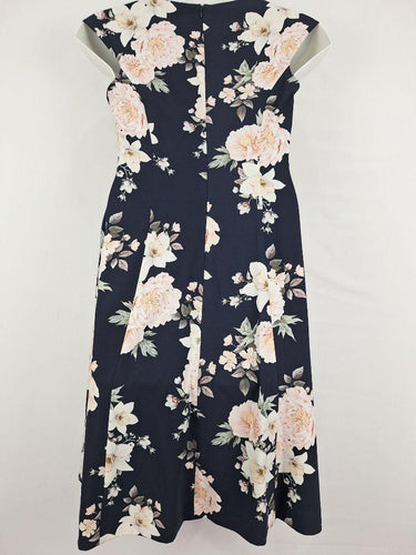Review Navy Bloom Classy Midi Dress Size 12 by SwapUp-Online Second Hand Store-Online Thrift Store