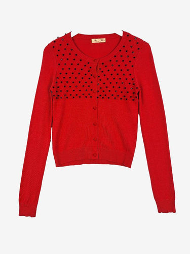Alannah Hill Diamond Beaded Warm Pink Cardigan Size 8 by SwapUp-Online Second Hand Store-Online Thrift Store